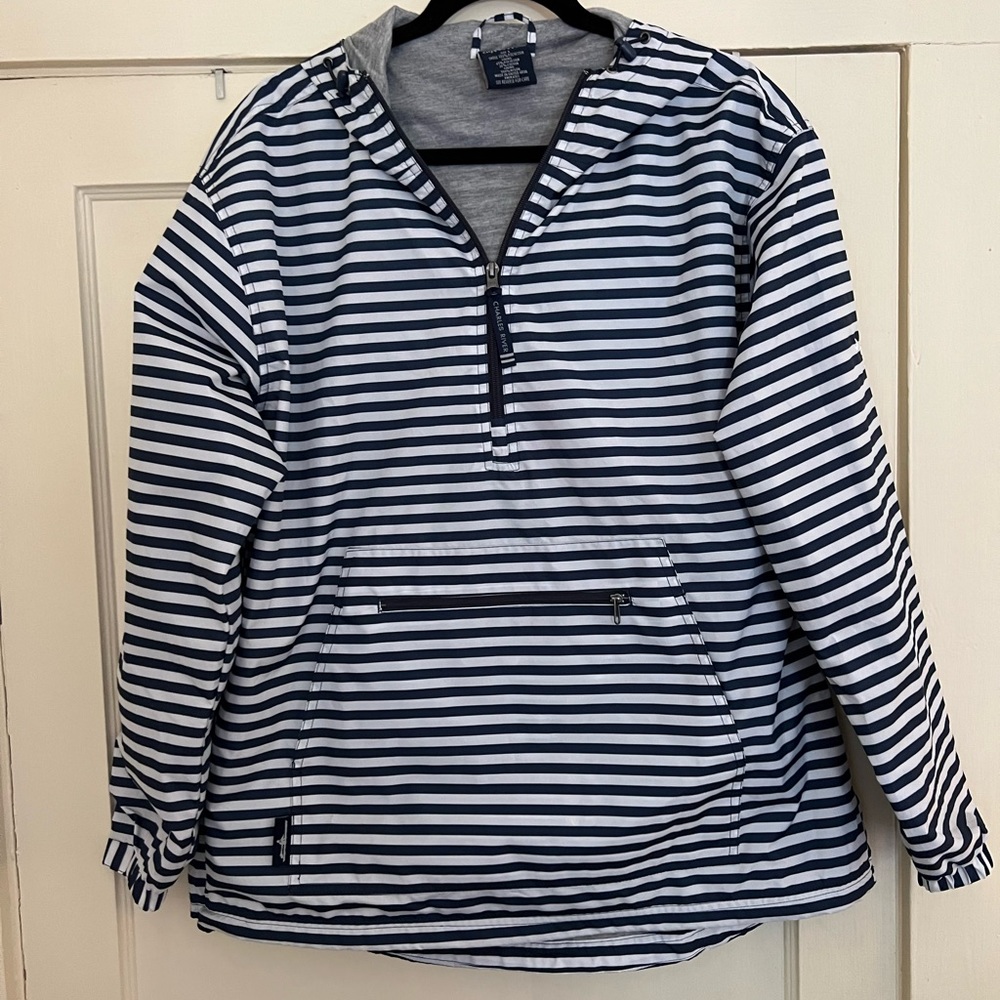 Striped Hooded Windbreaker- L - NWOT
